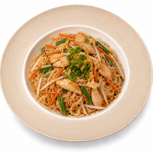Nouilles de riz sautées au poulet (1,2,3)