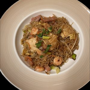 Nouilles de riz sautées au jambon et aux crevettes (1,2,3,6)